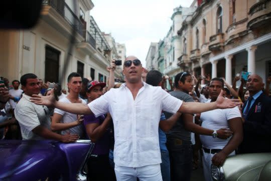 Vin Diesel posing before the show. (Photo: Reuters)