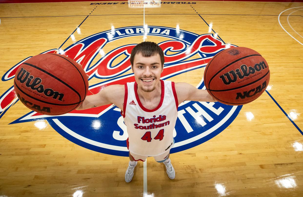 Florida Southern's basketball player Luke Anderson, a Lakeland grad at Jenkins Fieldhouse in Lakeland Fl. Tuesday November 9 2021.  ERNST PETERS/ THE LEDGER