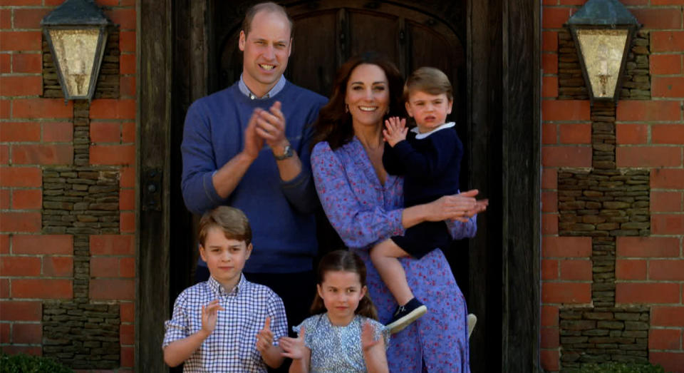 The Cambridges made an appearance on BBC One's 'Big Night In' as they clapped for carers outside their Norfolk home. (Getty Images)