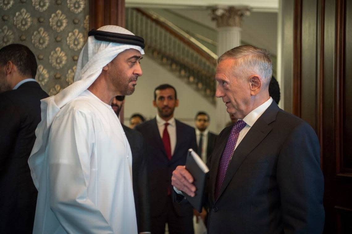 Mattis and Mohamed in 2017 in Washington. Many national security officials, including diplomats in charge of U.S. policy in the Middle East, said they did not know that Mattis was advising Mohamed on the war in Yemen.