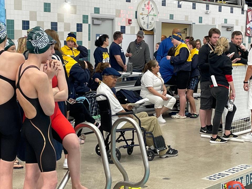 Pittsford coach Marty Keating completed his 50th season coaching. His girls swimming and diving team have won 21 consecutive Section V titles with many podium appearances at the NYSPHSAA Championships Saturday, Nov. 19, 2022 at the Webster Aquatic Center.