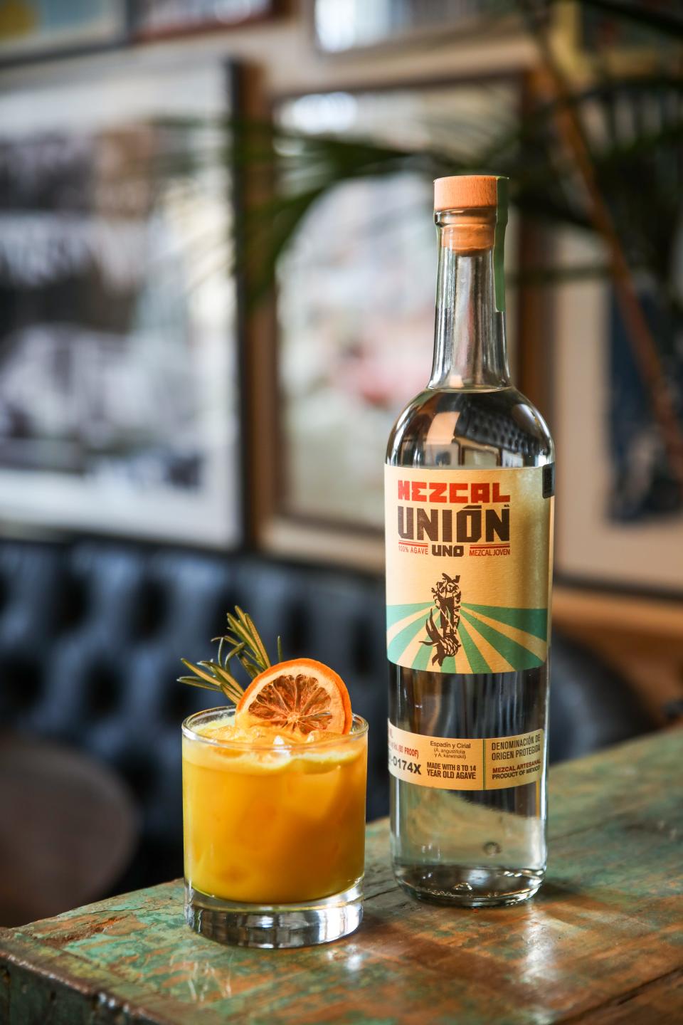 The Golden Hour Margarita made with Mezcal Unión Uno tequila.