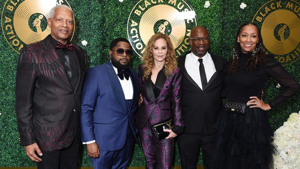 Hank Johnson, Willie “Prophet” Stiggers, Dina LaPolt, Jamaal Bowman and Caron Veazey at the 2022 Black Music Action Coalition’s Music in Action Awards Gala held at The Beverly Hilton on September 22, 2022 in Beverly Hills, California.