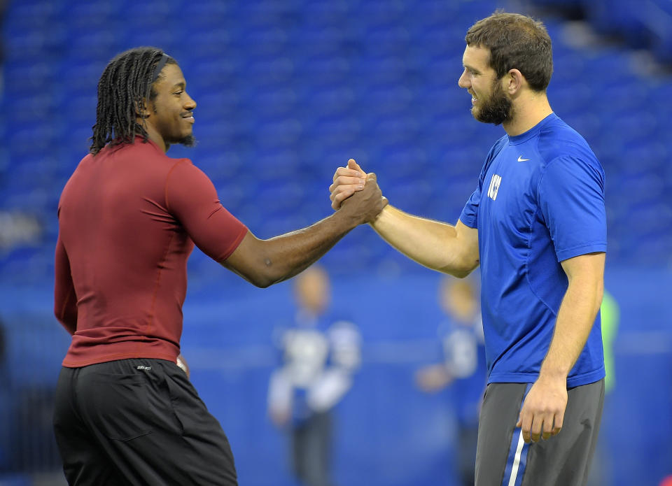 Only one QB is still left standing among Robert Griffin III and Andrew Luck from the 2012 NFL draft, and it's not the one you might have expected. (Getty Images)