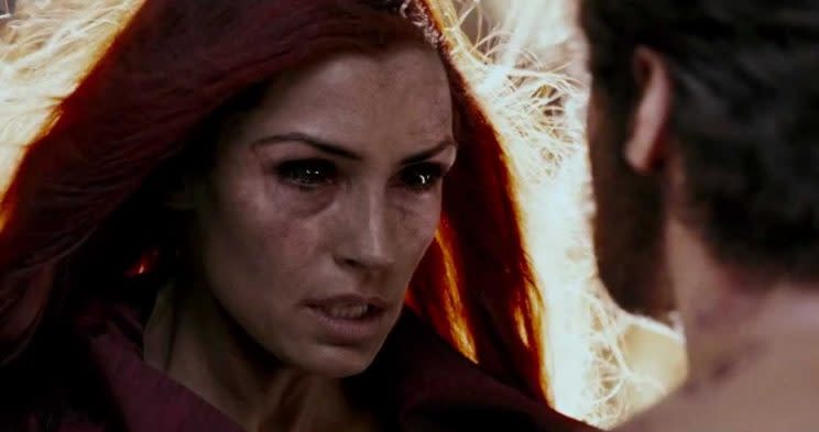 Famke Janssen's Jean Grey, seen here as Dark Phoenix, is mentioned in a deleted scene in Logan.