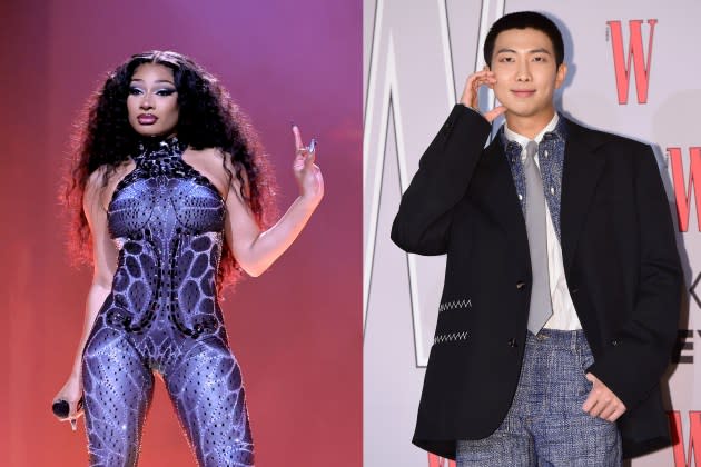 Megan Thee Stallion and RM - Credit: Kevin Winter/Getty Images for Live Nation; The Chosunilbo JNS/Imazins via Getty Images