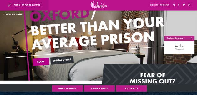 The Malmaison Oxford's website (Photo: Malmaison)