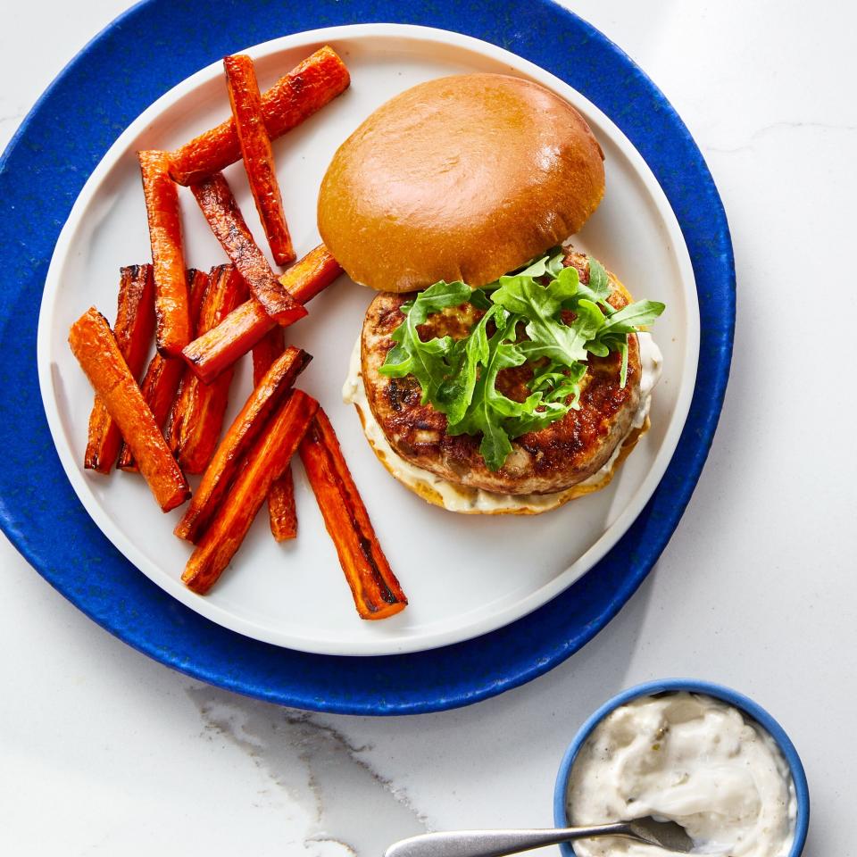 Pork Burgers with Crispy Carrot Fries