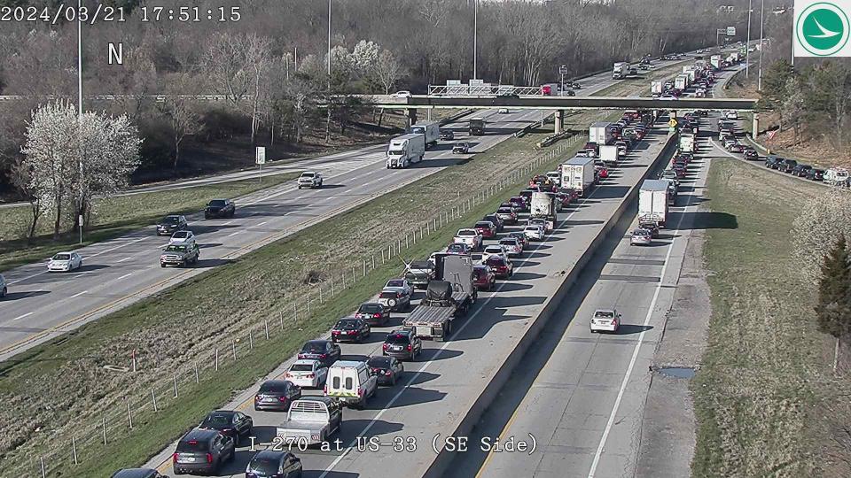 A highway camera shows a traffic jam in the northbound lanes of Interstate 270. (Courtesy Photo/Ohio Department of Transportation)