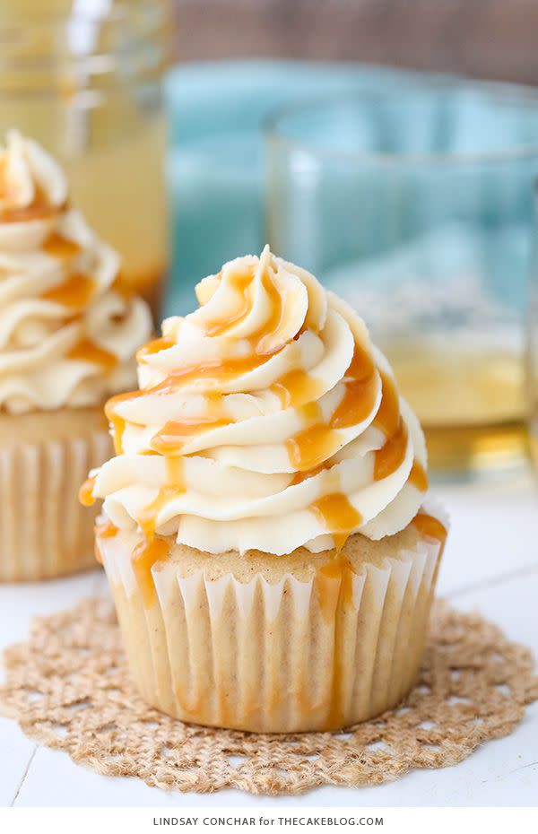 Caramel Bourbon Vanilla Cupcakes