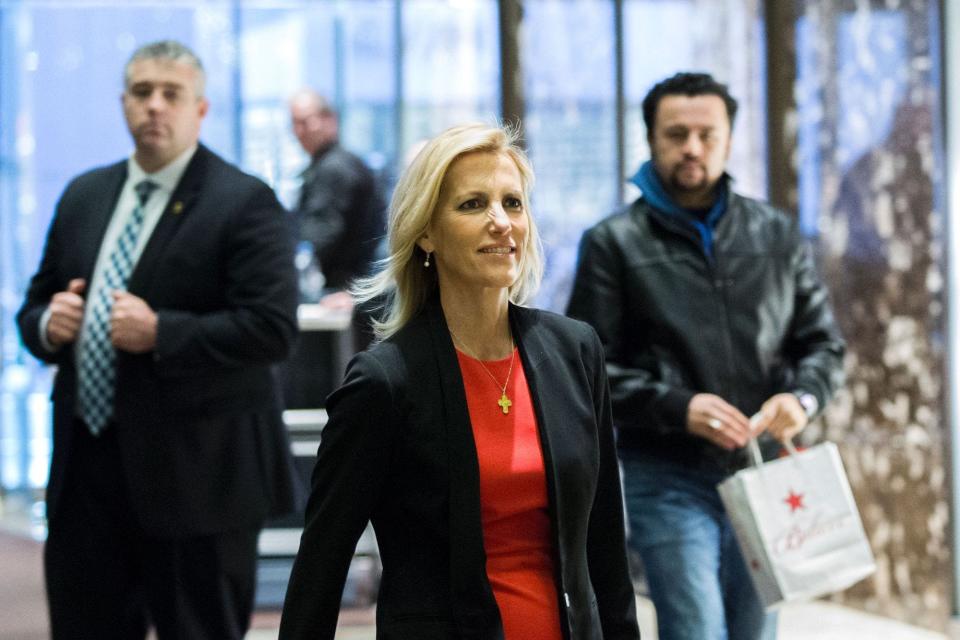 American radio talk show host Laura Ingraham arrives for a meeting with US President-elect Donald Trump at Trump Tower on December 6, 2016 in New York.