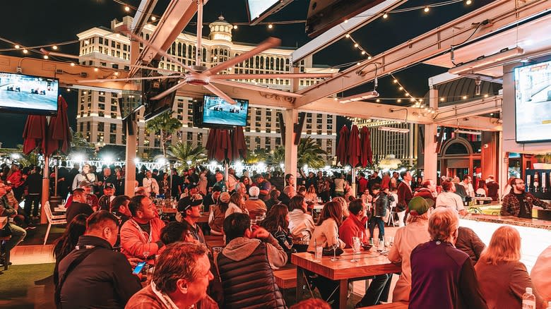 Beer Park guests at night