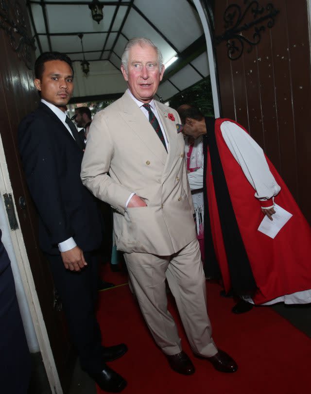 The Prince of Wales and the Duchess of Cornwall attend a service at St. Mary's Cathedral in Kuala Lumpur, Malaysia.