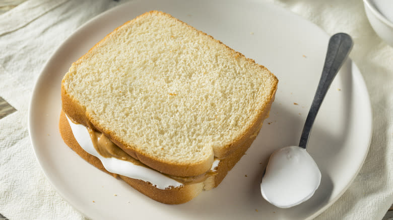 Fluffernutter sandwich with spoon