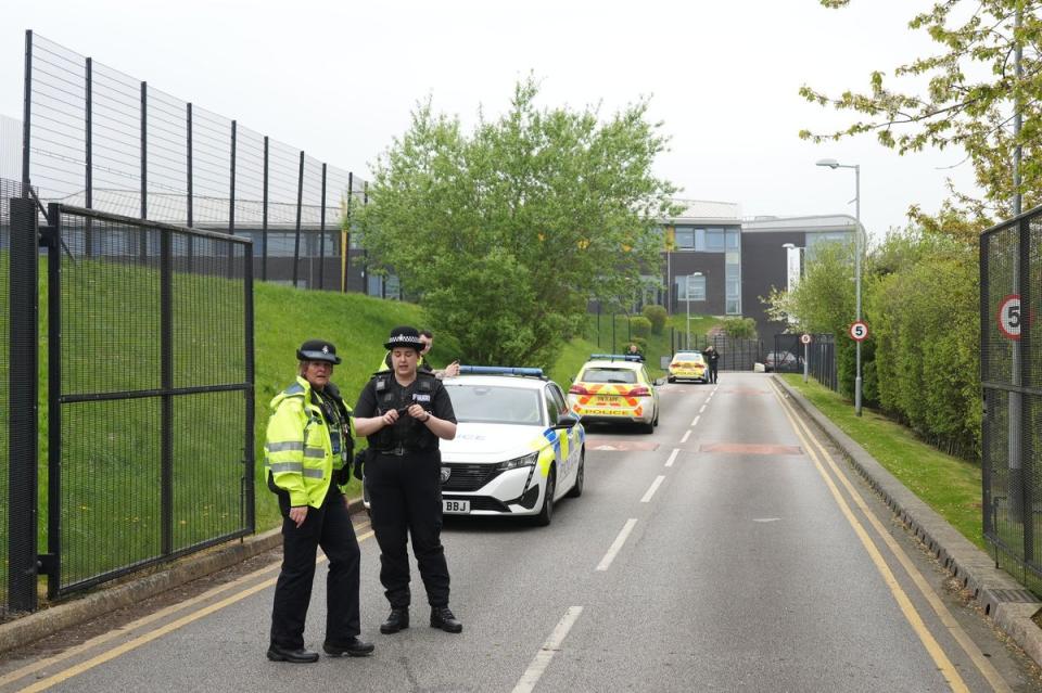 Police outside the school in Sheffield (Dominic Lipinski/PA Wire)