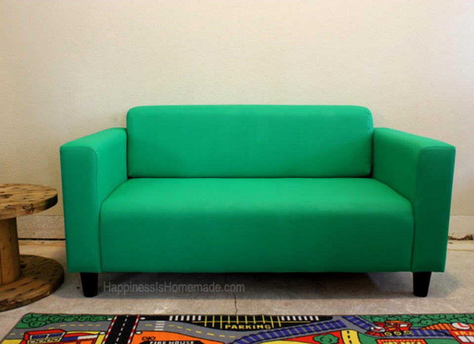 <body> <p>Reupholstering is not the only solution for a stained white couch—you can <a rel="nofollow noopener" href=" http://www.bobvila.com/slideshow/10-top-tips-to-make-any-paint-job-go-faster-48365?bv=yahoo" target="_blank" data-ylk="slk:paint;elm:context_link;itc:0;sec:content-canvas" class="link ">paint</a> it too. Textile medium allows latex paint to permanently bond to fabric while staying soft and resistant to cracking. A little green paint and medium was all it took to turn this grubby sofa into a cool, vibrant fixture.</p> <p><strong>Related: <a rel="nofollow noopener" href=" http://www.bobvila.com/slideshow/9-things-you-can-do-with-1-gallon-of-paint-48398?bv=yahoo" target="_blank" data-ylk="slk:9 Things You Can Do with 1 Gallon of Paint;elm:context_link;itc:0;sec:content-canvas" class="link ">9 Things You Can Do with 1 Gallon of Paint</a> </strong> </p> </body>