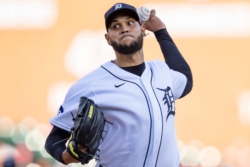 Tigers pitcher Eduardo Rodriguez pitches during the first inning on Friday, May 13, 2022, at Comerica Park.