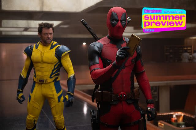 <p>Jay Maidment/20th Century Studios/2024 MARVEL</p> Hugh Jackman as Wolverine and Ryan Reynolds as Deadpool in 'Deapool & Wolverine'