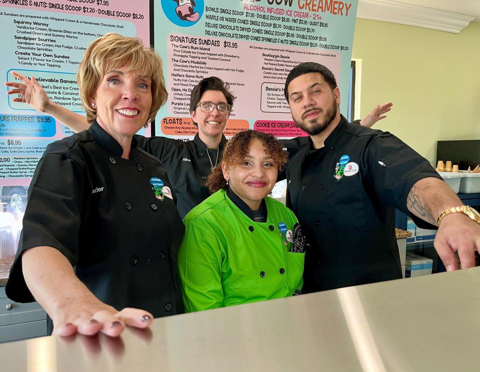 Owner Laurie Verme, left, is pictured with Alice Verme, Diana Arias and Eric Fonseca of Sanibel's Best Homemade Ice Cream in Cape Coral.