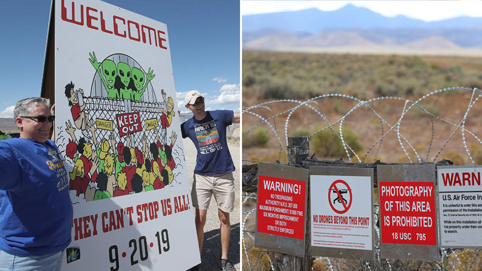 People are heading towards the small Nevada town, Rachel, for various Area 51 related festivities. Source: Getty Images.