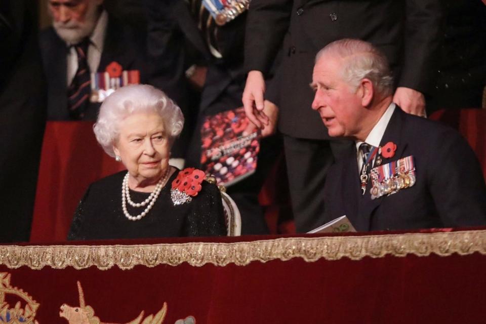 Queen Elizabeth and Prince Charles at the Royal British Legion Festival of Remembrance at the Royal Albert Hall (REUTERS)