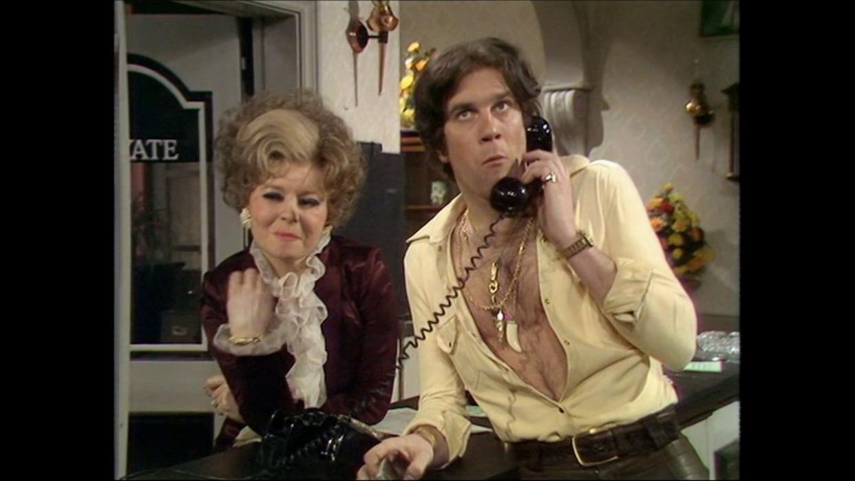 Prunella Scales and Nicky Henson in 'Fawlty Towers': BBC
