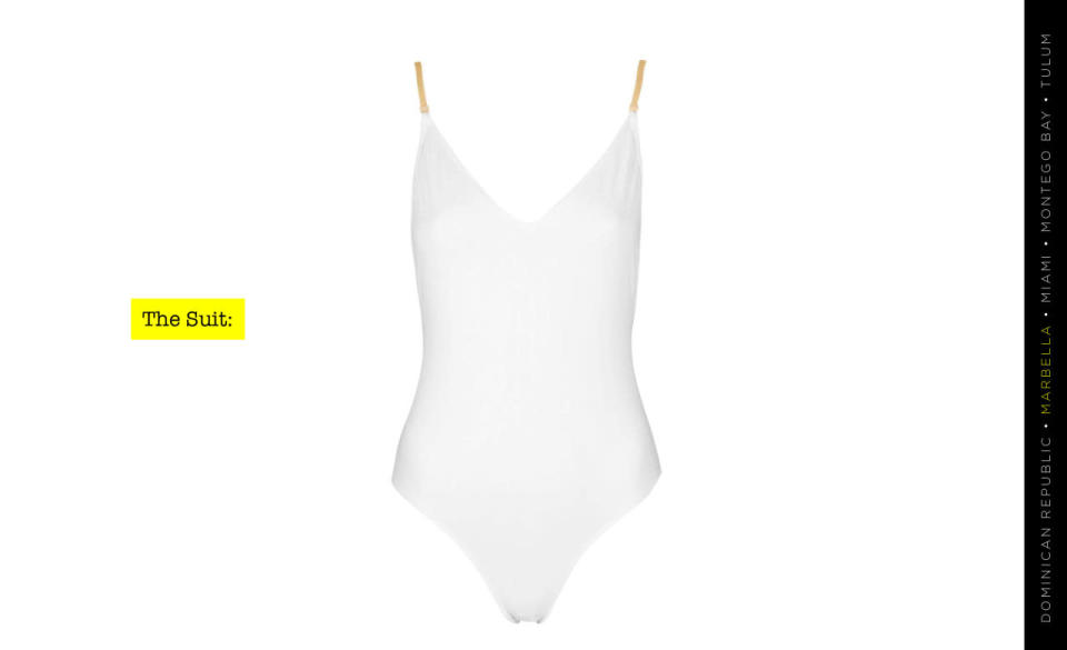 Gold Chain Strap Swimsuit, $60, Topshop