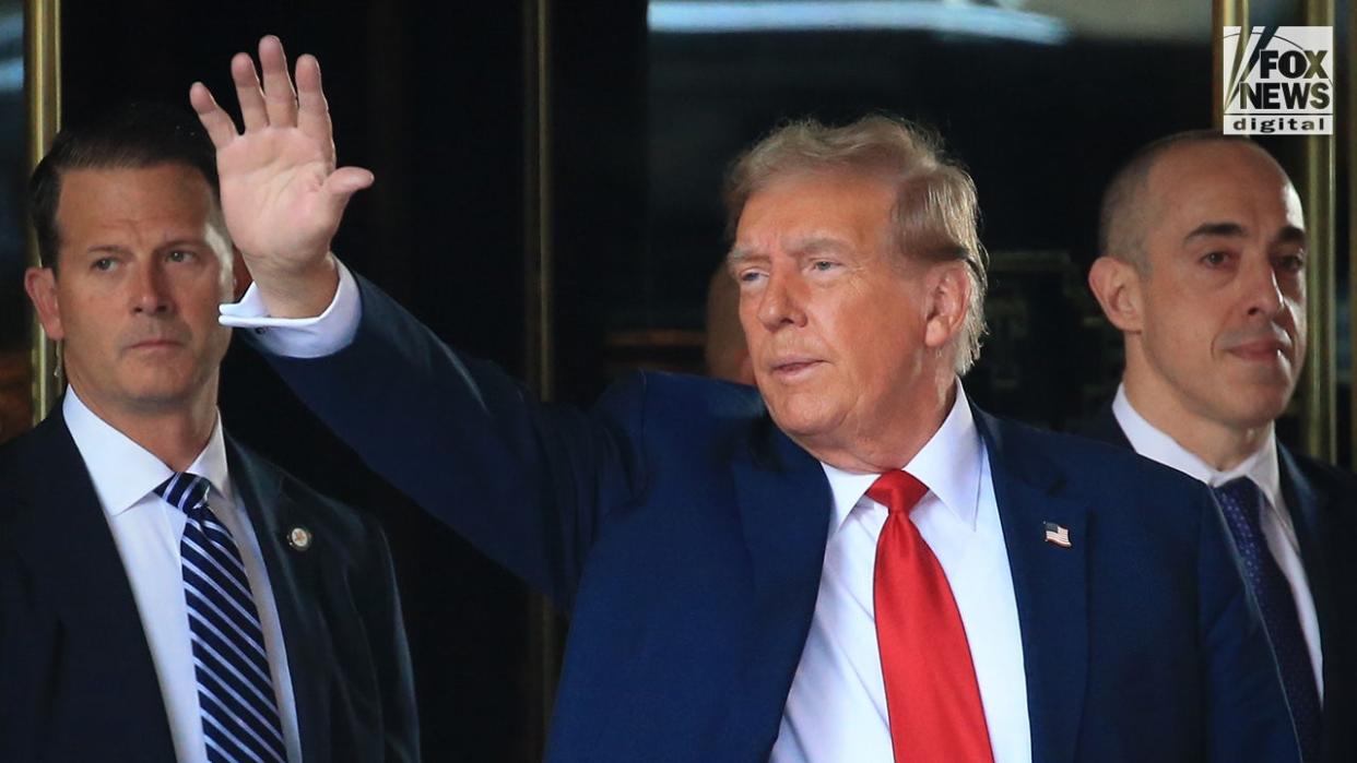 Former President Donald Trump exits Trump Tower in New York City