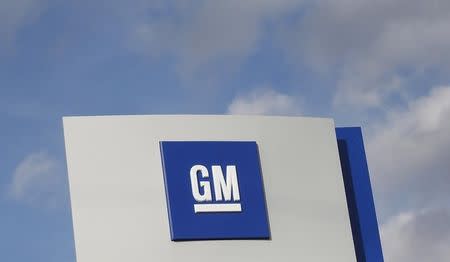 The GM logo is seen in Warren, Michigan October 26, 2015. REUTERS/Rebecca Cook/File Photo