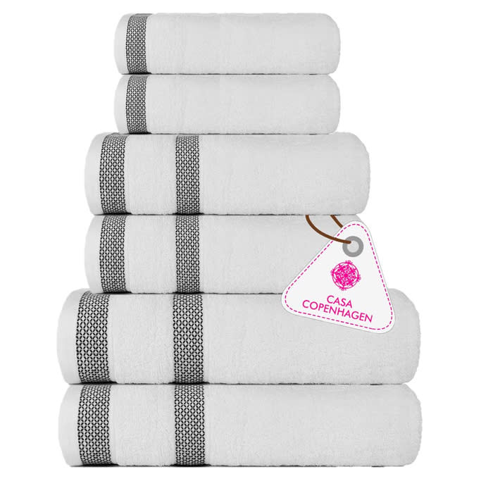 White towels with gray lining