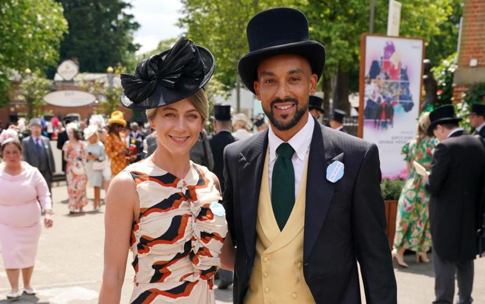 Melanie Walcott and Theo Walcott on day one of Royal Ascot at Ascot Racecourse