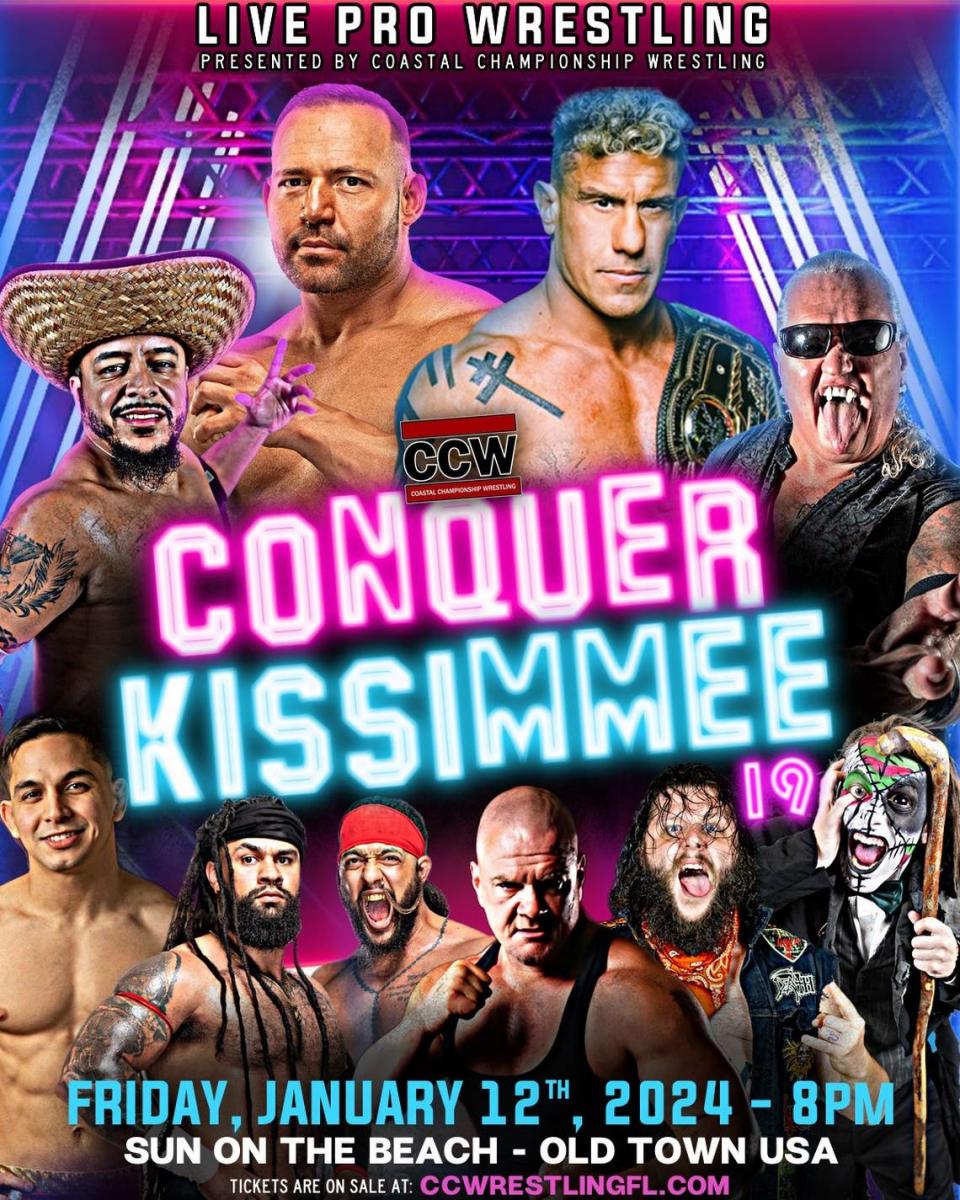 CCW presents its monthly show “Conquer Kissimmee” on Friday, Jan. 12 at Old Town, near Orlando. NWA champ EC3 vs. CCW stalwart Cha Cha Charlie is the main event.