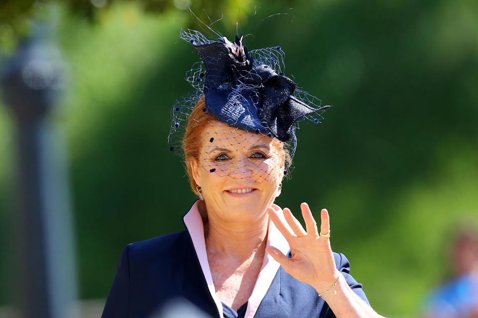 The Duchess of York waved to the crowds at Windsor. (Photo: Gareth Fuller — WPA Pool/Getty Images)