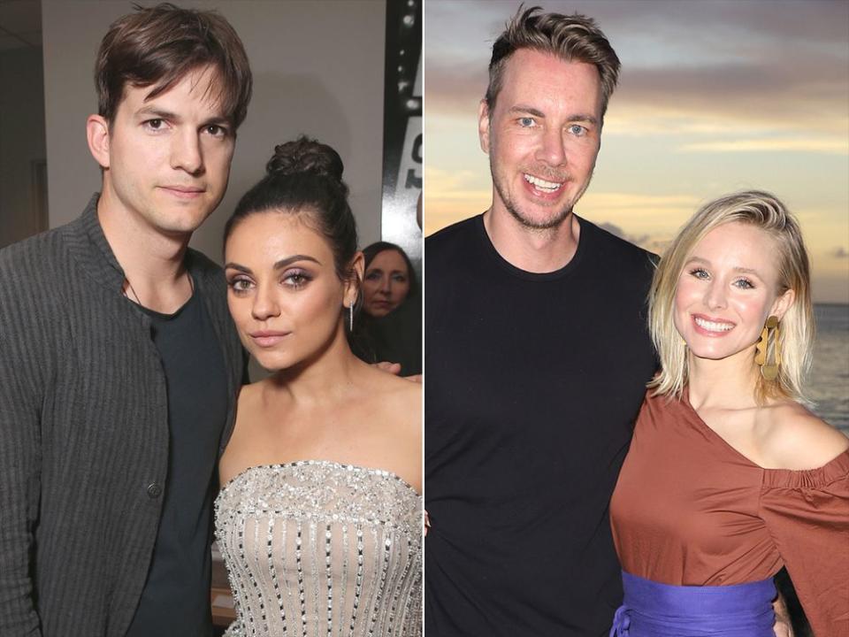 Ashton Kutcher and Mila Kunis (left) with Dax Shepard and Kristen Bell