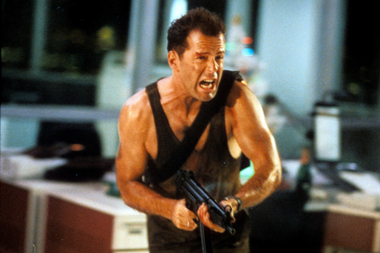 Bruce Willis in a scene from the film 'Die Hard', 1988. (Photo by 20th Century-Fox/Getty Images)