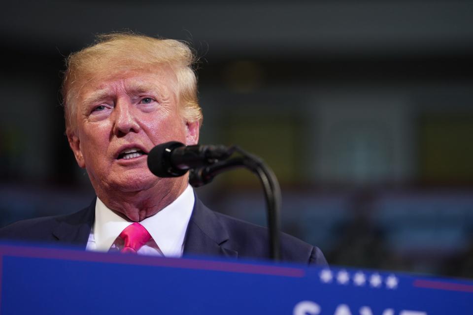 Former President Donald Trump speaks during a Save America rally at the Findlay Toyota Center on Friday, July 22, 2022, in Prescott Valley.