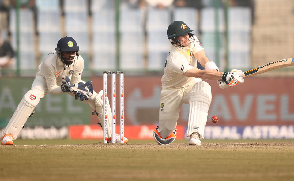 Steve Smith, pictured here being dismissed while trying to sweep Ravi Ashwin.