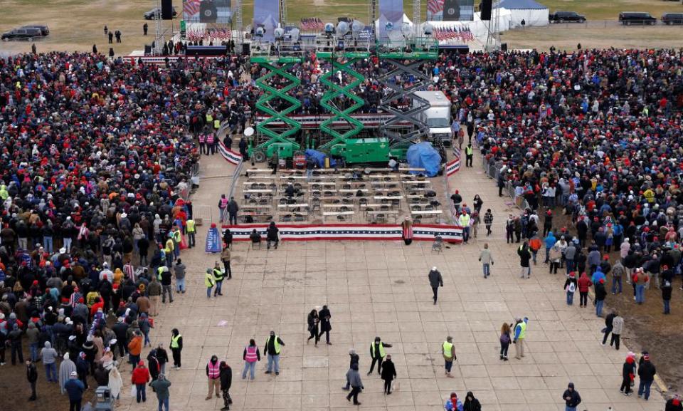 Supporters of Donald Trump attend a rally at the White House ellipse to contest the certification.