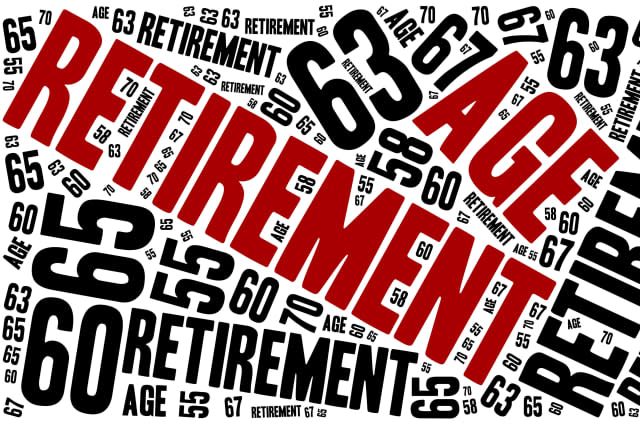 Word cloud illustration related to retirement age.