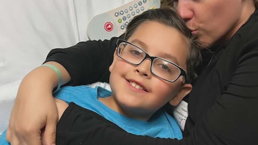 Sebastian Guerra, 10, has been diagnosed with a rare brain cancer. He and his mother spoke with KTLA on May 5, 2024. (KTLA)