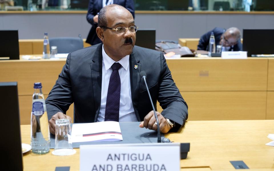 Prime Minister of Antigua and Barbuda Gaston Alfonso Browne attends a summit at the EU Council in July 2023, Brussels