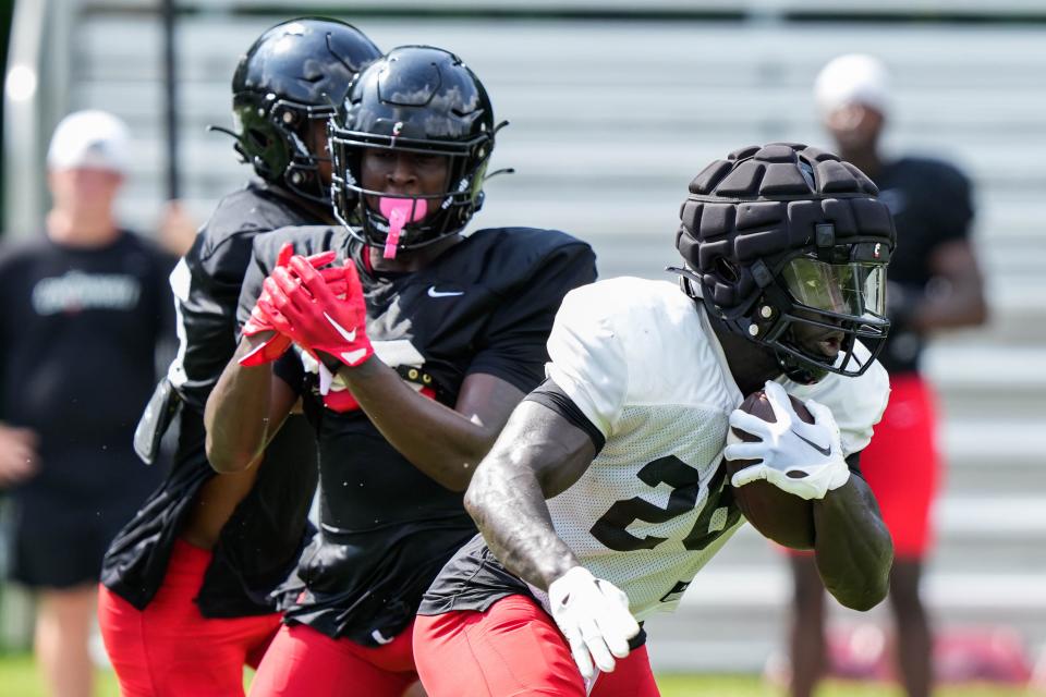 Myles Montgomery had a long run for a touchdown in UC's Saturday scrimmage at Nippert Stadium Aug. 12.