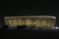 FILE - A general view of the Lusail Stadium in Lusail, Qatar, Friday, Oct. 21, 2022. (AP Photo/Hussein Sayed, File)
