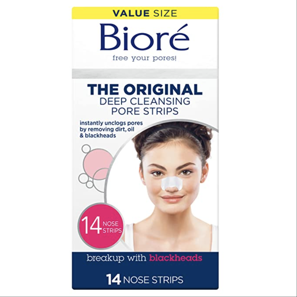 <p><strong>Bioré </strong></p><p>Amazon</p><p><strong>$9.87</strong></p><p><a href="https://www.amazon.com/Bior%C3%A9-Blackhead-Unclogging-Technology-Non-Comedogenic/dp/B0009EILKS?th=1&tag=syn-yahoo-20&ascsubtag=%5Bartid%7C10056.g.42713330%5Bsrc%7Cyahoo-us" rel="nofollow noopener" target="_blank" data-ylk="slk:Shop Now;elm:context_link;itc:0" class="link ">Shop Now</a></p><p>While this isn't <em>technically</em> a tool, we love this strip for getting out under-the-surface blackheads. Biore's Pore Strips are iconic for a reason: They use a patented c-bond technology as a magnet to connect to pore plugs and lift grime and oil.</p><p><strong>Customer Review:</strong></p><p>"Works good application maters!!!!!!!! Follow the directions. Make sure your nose is very wet and apply nicely so wraps your nose nice and use a hair dryer to dry it and I promise it’ll do great." – Cierra</p>