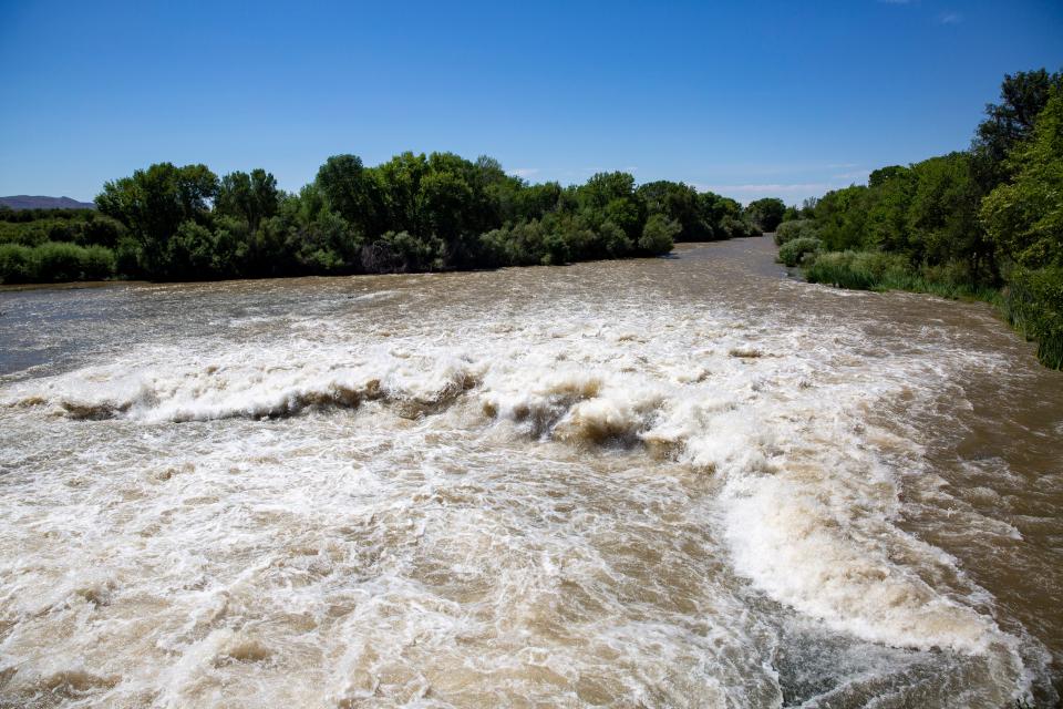 The Rio Grande flows through the Percha Dam on Thursday, August 10, 2023, at Percha Dam State Park.