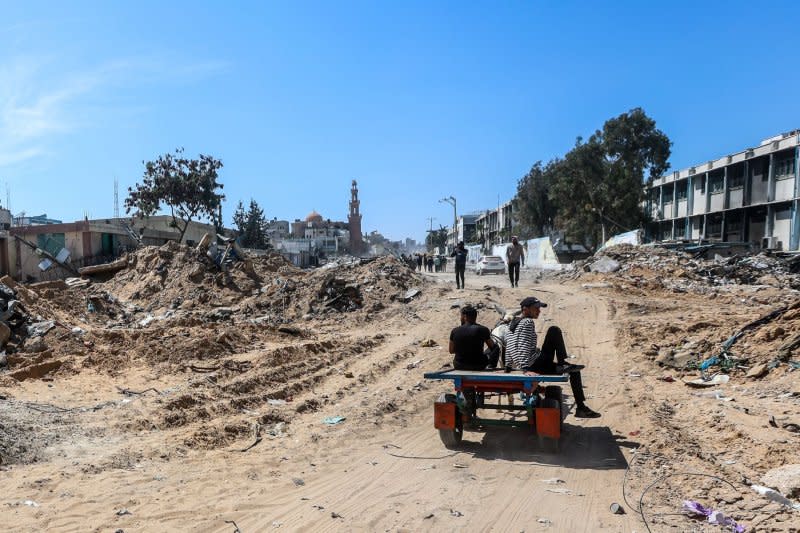 Also Saturday, Israel ordered further evacuations in areas around Gaza City and Khan Younis (pictured), over attempts by Hamas militants to regroup. File Photo by Ismael Mohamad/UPI