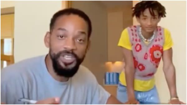 What you doin' over there?' Will Smith teases son Jaden about having kids