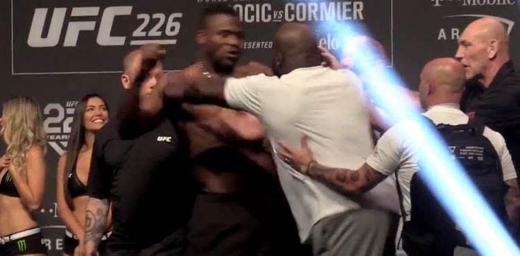 Derrick Lewis Shoves Francis Ngannou UFC 226