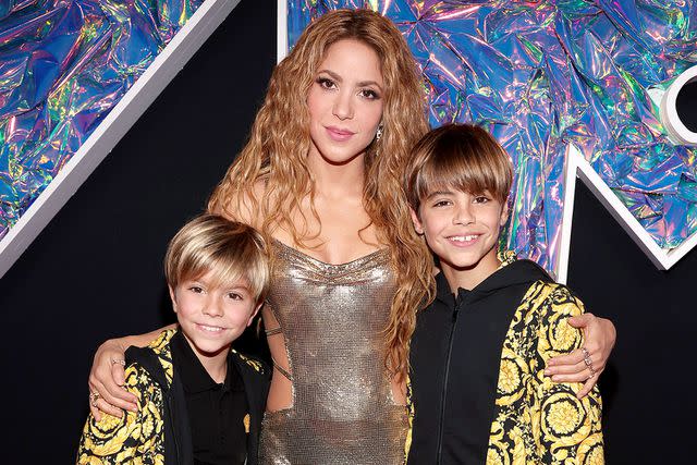 <p>Christopher Polk/Variety via Getty</p> Milan Pique, Shakira and Sasha Pique at the 2023 MTV Video Music Awards in September 2023