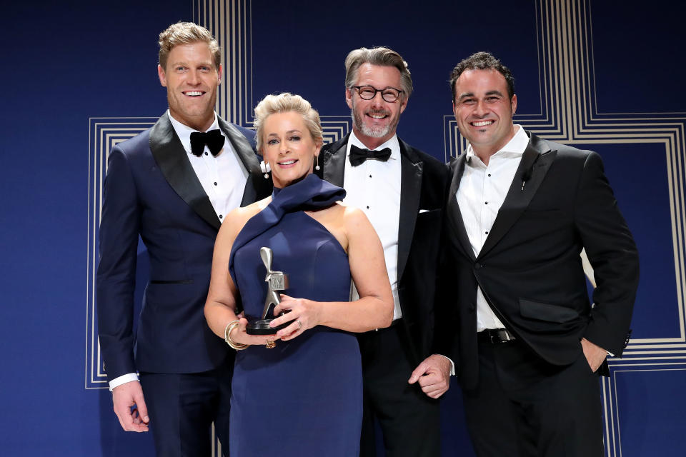 Amanda, pictured here with her co-hosts on Network Ten’s the Living Room, was plagued by fear during the IVF process. Source: Getty